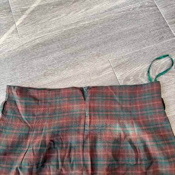 Collectif Vintage Size UK 14/US 10 Brown Green Plaid Pencil Skirt - Picture 3 of 5